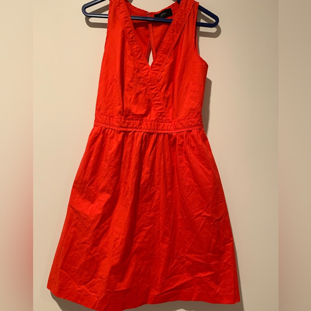 J. Crew Bright Red V-Neck Sleeveless Casual Dress